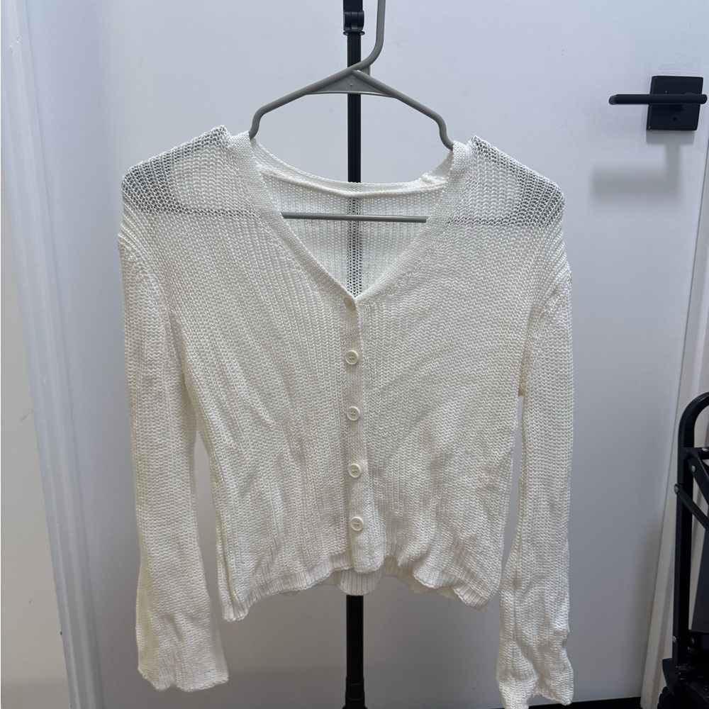 White/Cream Knit Button-Up Cardigan